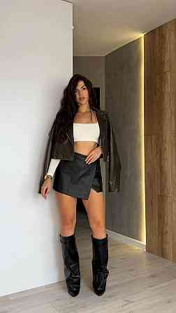 Женская короткая юбка-шорты матовая эко-кожа на замше Одесса