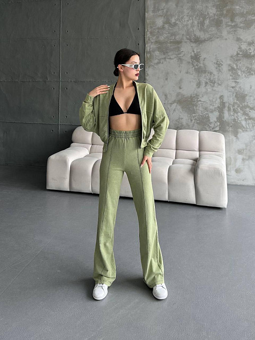 Женский прогулочный костюм двойка облегченная двунить варенка Хаки, 44 Одесса - изображение 1