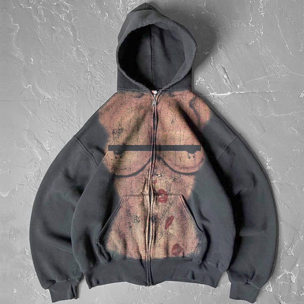 Женская стильная оверсайз худи с капюшоном на молнии петля пенье + турецкая рибана Графит, 42/46 Одесса - изображение 9