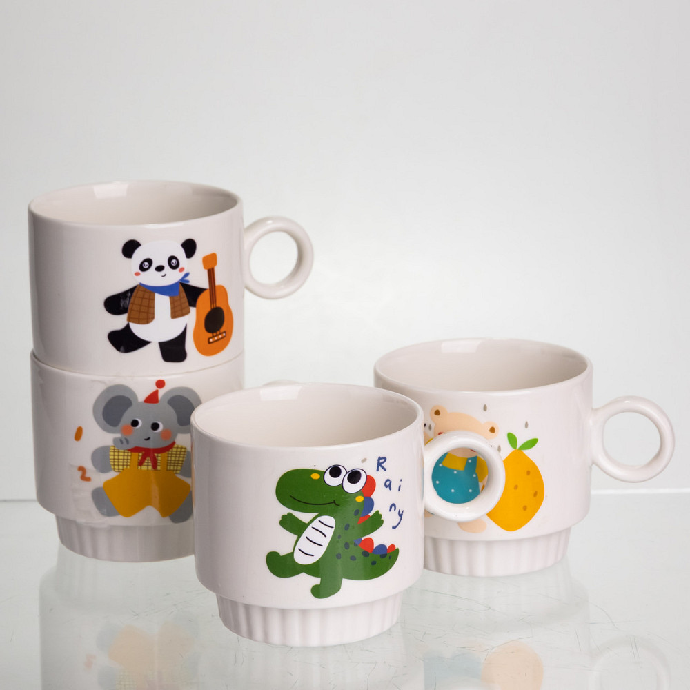 Yiwu Набір порцелянових чашок для дітей на металевій підставці Animals 4 (шт) по 300 (мл) подар Коломия - фото 4