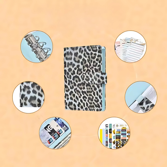 Блокнот-планер для финансов формат А6,планер бюджета и хранения денег,органайзер леопардовый с синим оттеноком Каменец-Подольский