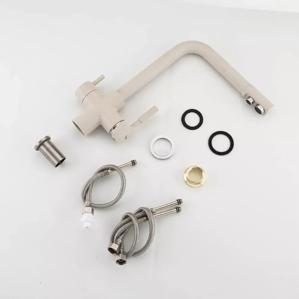 Смеситель для кухни под фильтр Frap F4352-24 на две воды, бежевый Киев - изображение 9