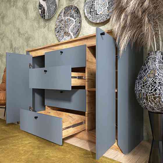 Комод в спальню Еверест Нордік-1400 140х38х95 см Графіт + Дуб крафт золотий (DTM-5532) Львів