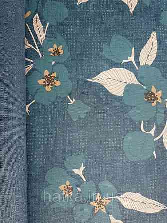 Шпалери вінілові Lutece Melody 51196701 квіти синє листя біле на темно-синьому в крапку тлі Київ