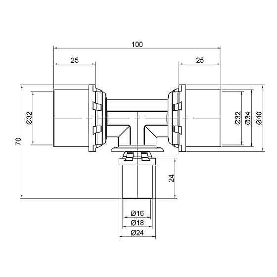 Тройник пресс Icma 32х16х32 №406 Киев