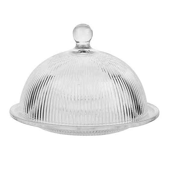 Блюдо сервировочное с крышкой Ø 20 см стеклянное прозрачное для десертов, выпечки, фруктов HP-YH-43 Киев