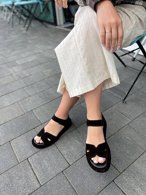 Соната Босоніжки жіночі темно-коричневі з натуральної замші Соната Люба / Зручні босоніжки р. 3 Коломия - фото 7