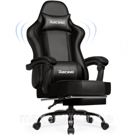 Компьютерное кресло с нагрузкам до 300 кг для геймера с подставкой для ног и регулировкой спинки Bonro Racing B-059 черное Мостиска