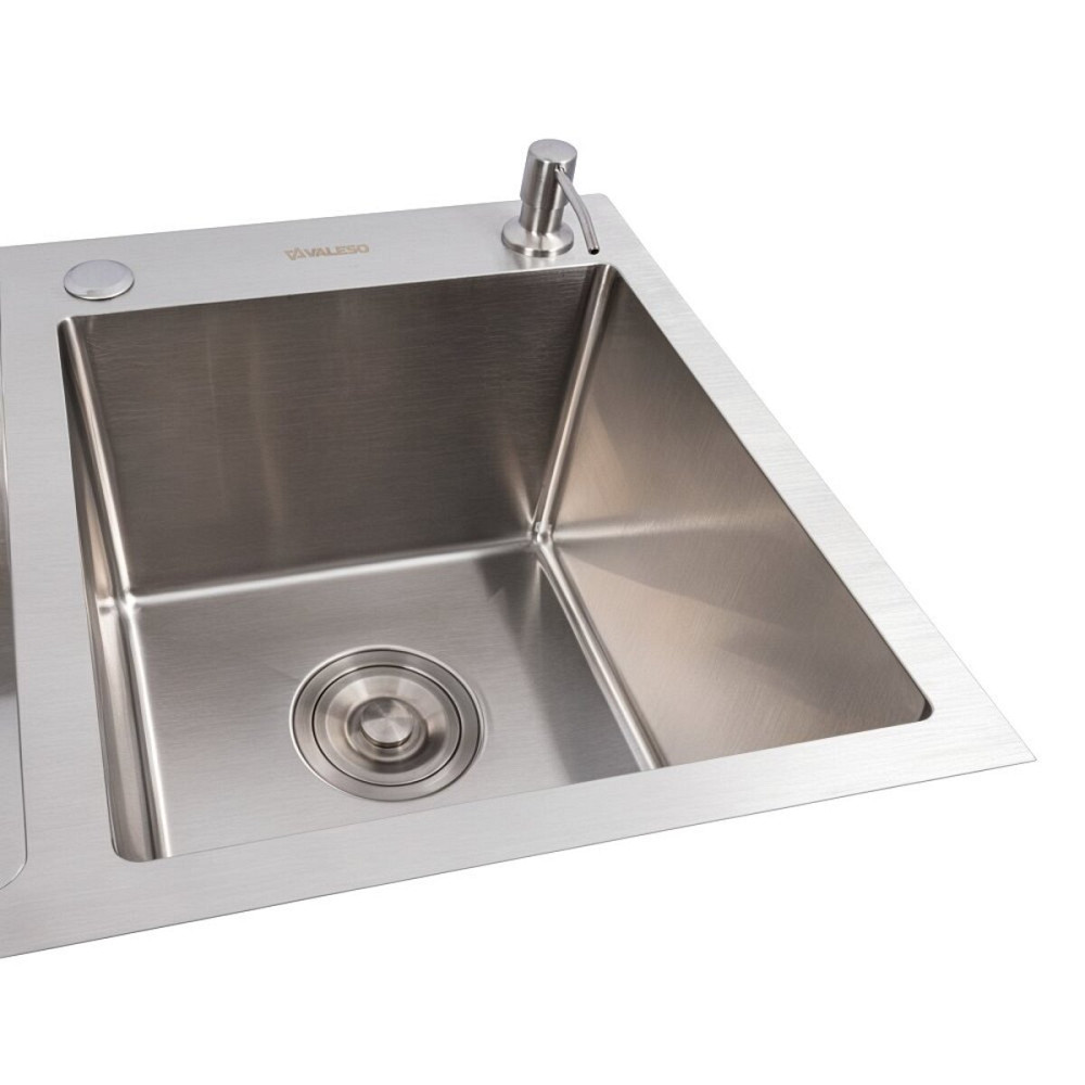 VALESO Кухонна мийка 78*43 нержавійка на дві чаші VALESO Handmade (3.0/0.8) Коломыя - изображение 3