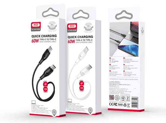 Кабель XO NB-Q239B Zeus Series High Elastic Type-C to Type-C - 60W - 1m White (6976048) Киев