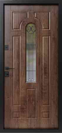 Двері вхідні SARMAK Елегант Термо Лучія дерев'яна панель ArWood горіх світлий / він спил коньяк 960х2040 мм Київ