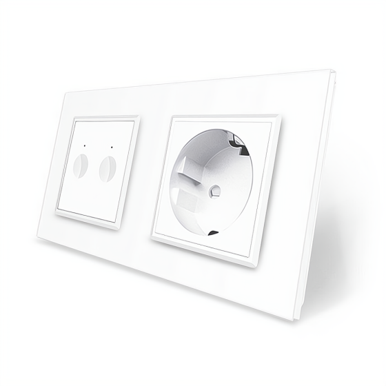 LIVOLO Сенсорний вимикач Sense 2 сенсора 1 розетка Livolo білий скло (VL-C7FC2/FCTC16A-4WP) Коломия