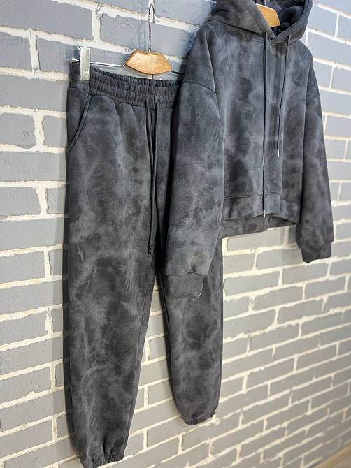 Костюм женский Joy One 98596 худи капюшон с джоггерами вареный мраморный утепленный серый, серый, L Киев - изображение 2