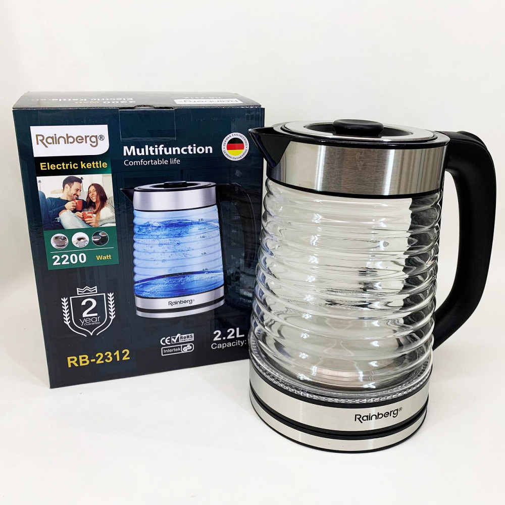 Безшумний електричний чайник з підсвічуванням Rainberg, Електрочайник з індикатором включення BU-50 Івано-Франківськ - фото 4