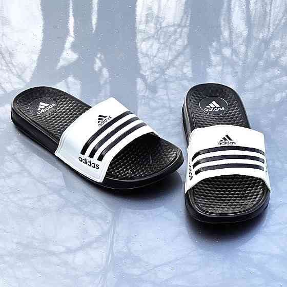 Шльопанці Adidas Чорні Сланці Тапочки Білі Адідас Жіночі (розміри: 37,38,39,41) Дніпро