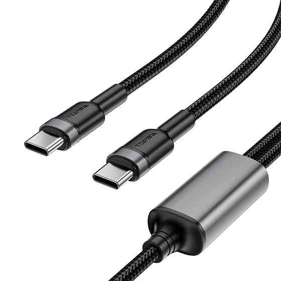 Кабель ACEFAST C22-02 USB-C to 2*USB-C 100W aluminum alloy charging data cable Black Киев