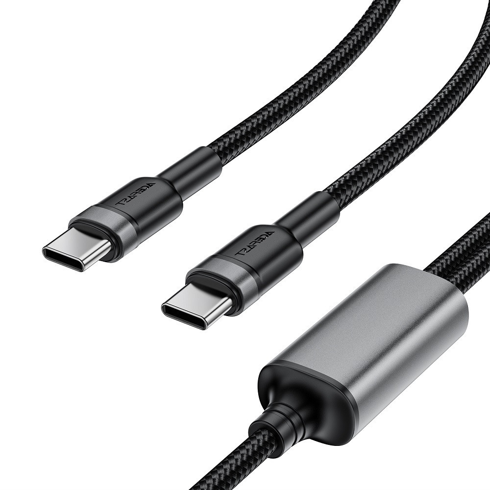 Кабель ACEFAST C22-02 USB-C to 2*USB-C 100W aluminum alloy charging data cable Black Киев - изображение 4