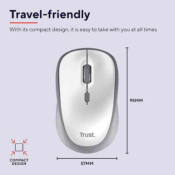 Trust Yvi Wireless Mouse 800-1600 DPI 4 Buttons White Київ