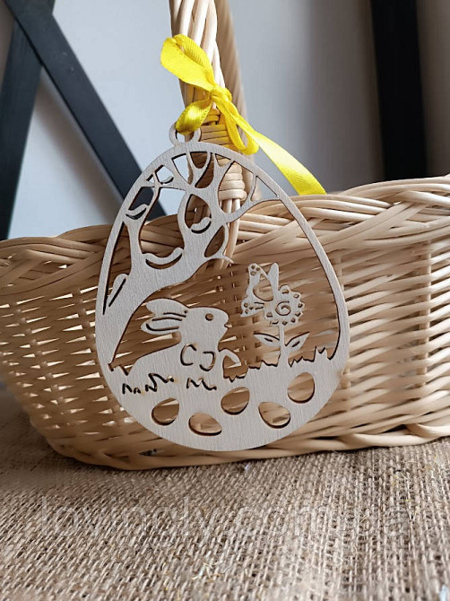 Декоративное пасхальное яйцо из дерева 12 см Ирпень - изображение 3