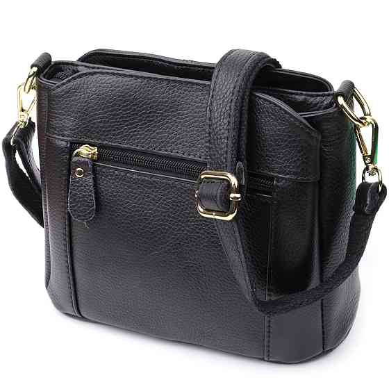 Женская сумка на три отделения из натуральной кожи sale_15122 Vintage Черный Киев