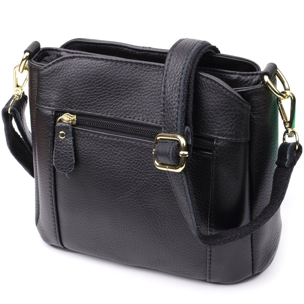 Сумка на три відділення з натуральної шкіри sale_15122 Vintage Чорний Київ - фото 2