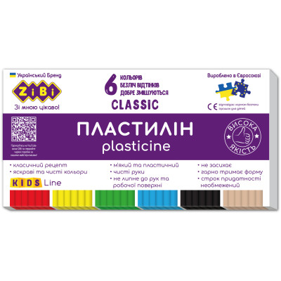 Пластилін ZiBi Classic 6 кольорів 120 г (ZB.6230) Вінниця - фото 1
