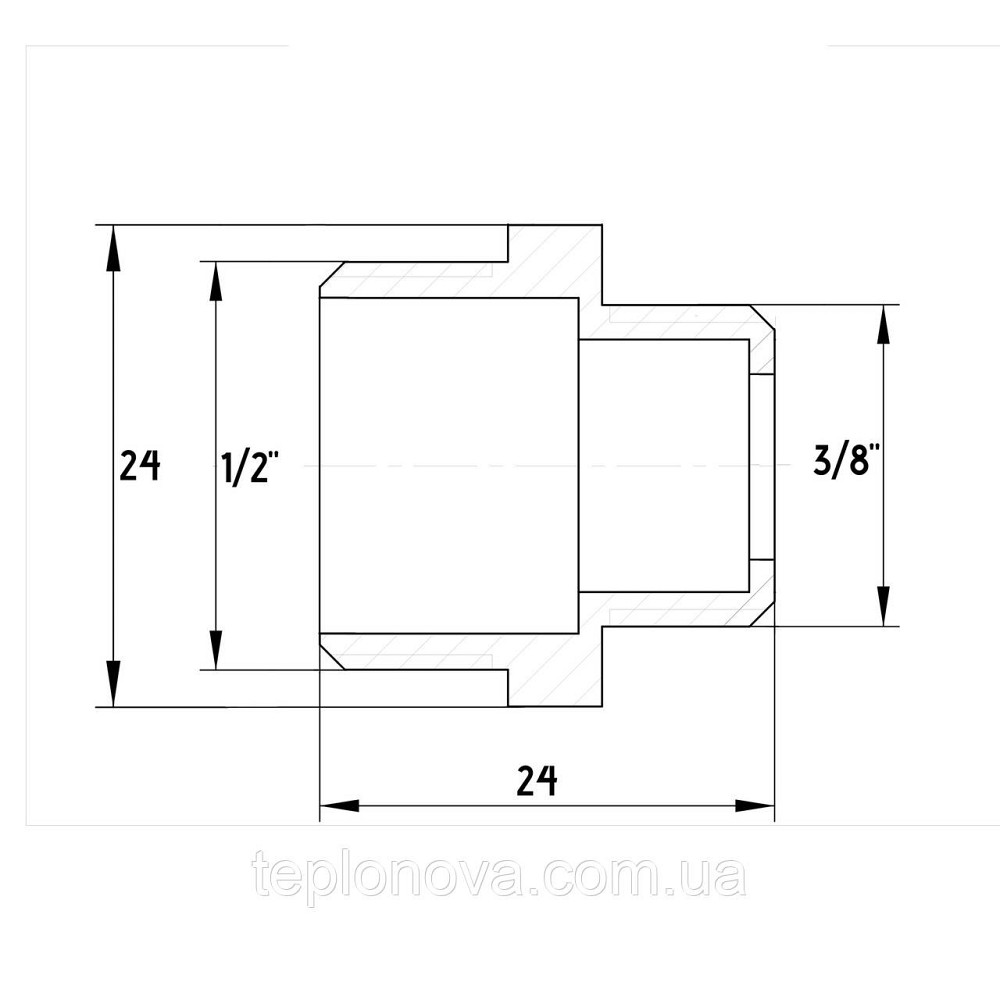 Ниппель редукционный никелированный 1/2″НР х 3/8″НР штампованный под прокладку А0542-1А(нк) VA Черновцы - изображение 2