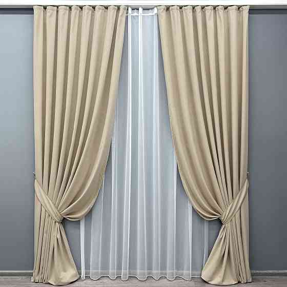 Комплект готовых штор VR-Textil Микровелюр Petek YL № 2013ш Бежевый 140х290 см 2 шт (39-0075) Киев