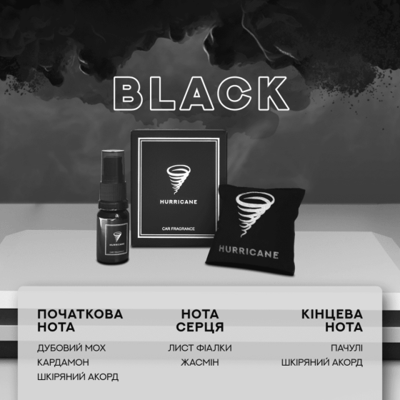HURRICANE BLACK (STANDARD) — Сучасний автомобільний ароматизатор Ковель