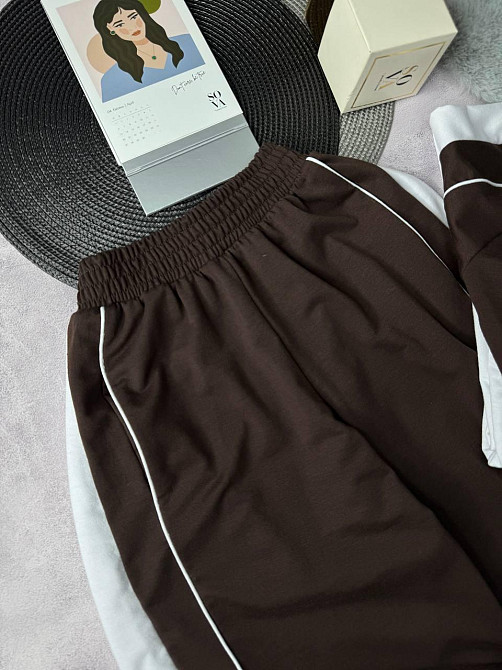 Женский стильный повседневный костюм двойка двунить Шоколад, 42/46 Одесса - изображение 9