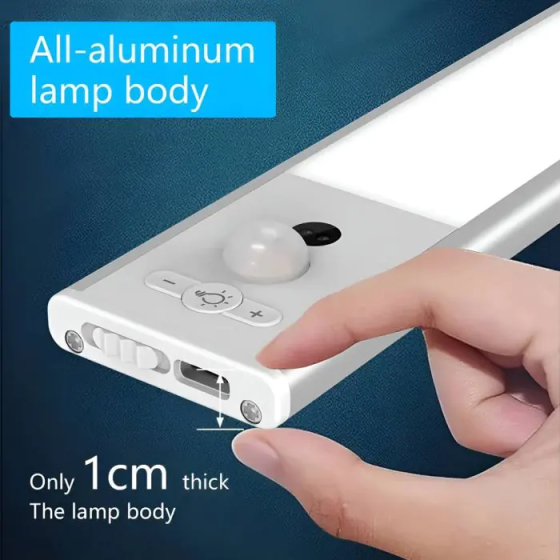 LED-светильники под шкаф с датчиком движения, 2 шт. — аккумуляторные 1100 мАч, USB, 2 цвета, диммер, магнитное крепление Киев