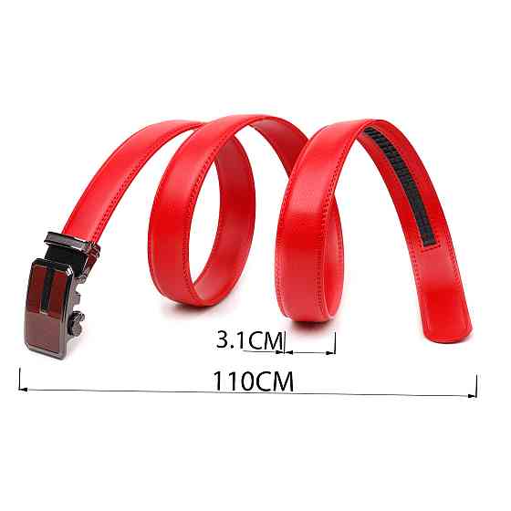 Брючный ремень с пряжкой-автомат из натуральной кожи Vintage 20220 Красный Киев