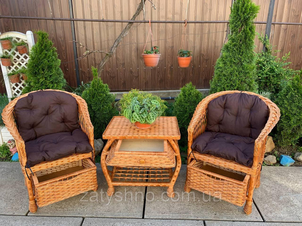 Плетений комплект меблів із лози (крісла із шуфлядами) Київ - фото 3
