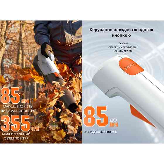 Повітродувка-пилосос садовий Litheli живлення від павербанку Power Bank Litheli 10000mAh 45W 2А Вінниця