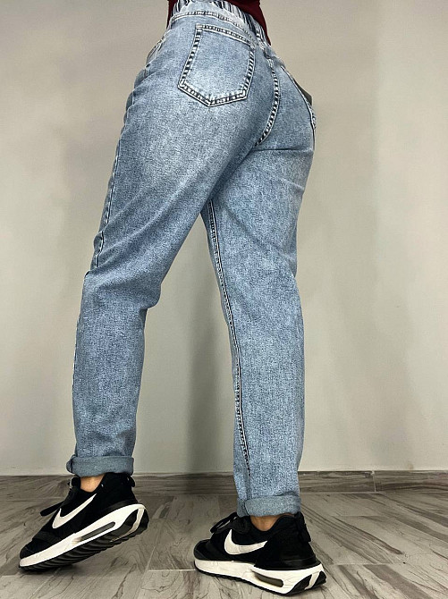 Джинси жіночі Vanver 8083 Mom jeans резинка шнурок на талії стрейчеві банани блакитні, блакитний, З6, 36, 99 см, 130 см Київ - фото 17