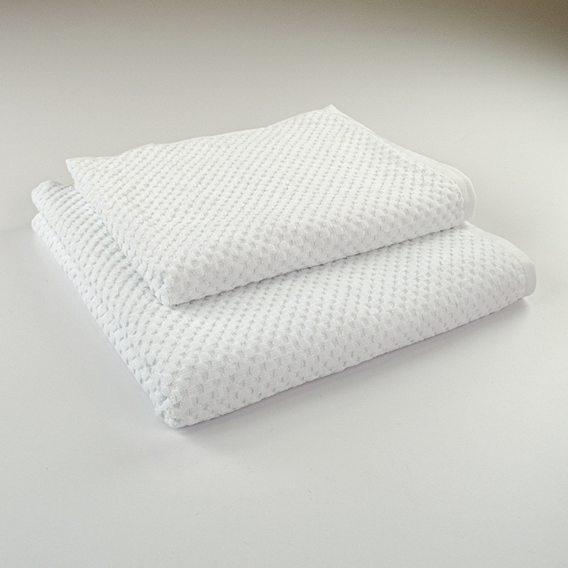 Набор махровых полотенец однотонных 2шт 50x90см, 70x140см Damask Премиум качества Жаккардовое с велюром 550г/м2 (Белый) Сумы - изображение 1