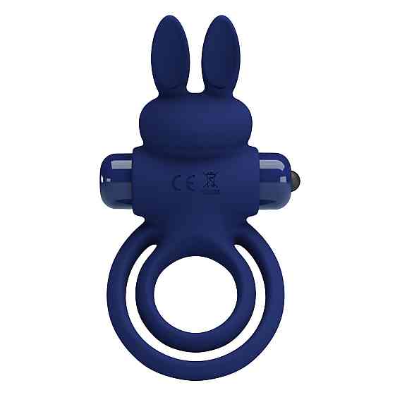 Виброкольцо двойное PRETTY LOVE Vibro Bunny III со стимуляцией для клитора, синее, 9.7 х 6.5 см Sex Aura Киев