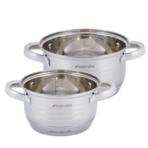 Набір каструль 4 предмети (каструлі 1,5/2л) нержавіюча сталь порожнисті ручки 4914 KAMILLE Житомир - фото 3