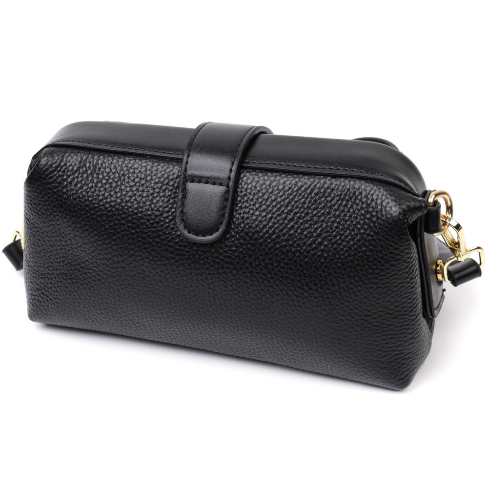 Цікавий клатч у класичному кольорі з цікавою клямкою з натуральної шкіри Vintage 22427 Чорний Київ - фото 2