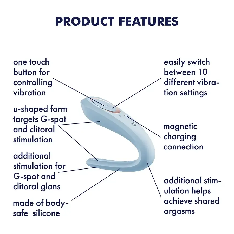 Вібратор для пар Satisfyer Double Classic Light Blue з одним моторчиком Львів - фото 6