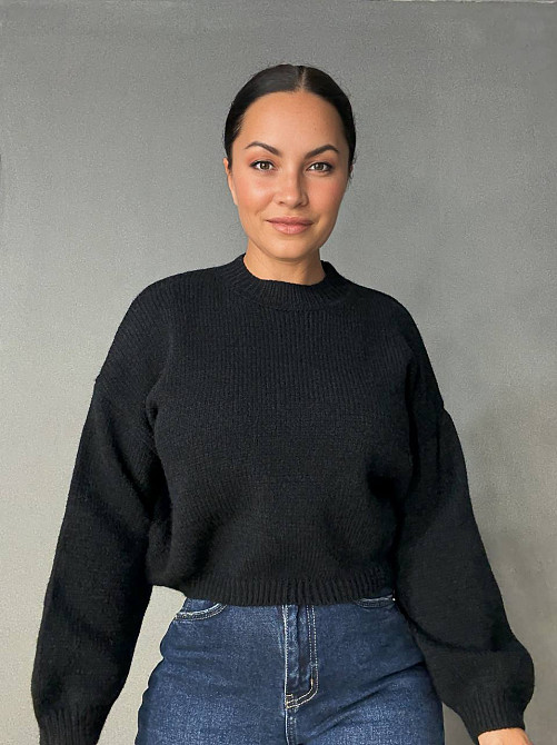 Светр жіночий Fancy Matinee 539 оверсайз однотонний, чорний, one size Київ - фото 1