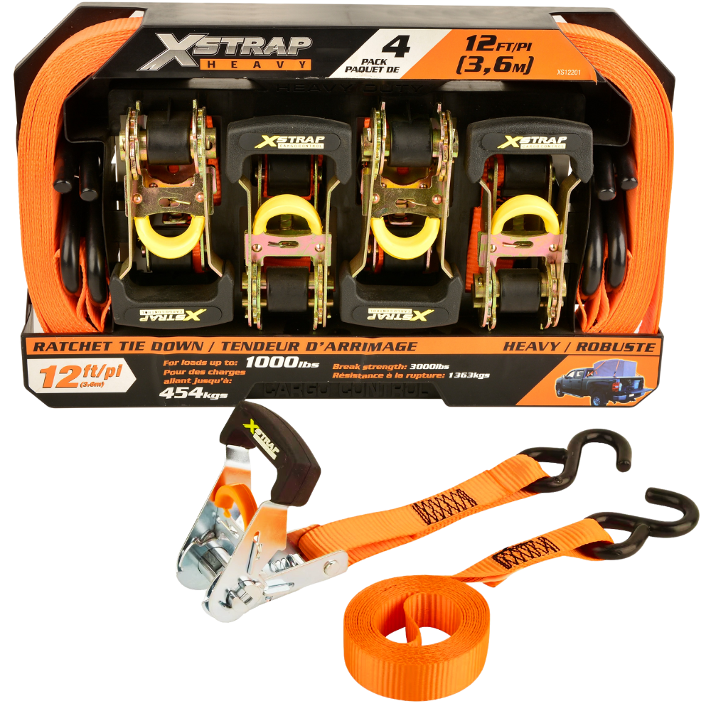 Набір стяжних ременів з храповим механізмом для кріплення вантажу 4 шт. 27 мм х 3,6 м стропи з навантаженням 454 кг Кам'янець-Подільський - фото 1