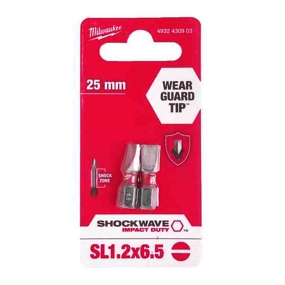 Біта SHOCKWAVE MILWAUKEE, SL1,2x6,5, 25мм, (2шт) Одеса