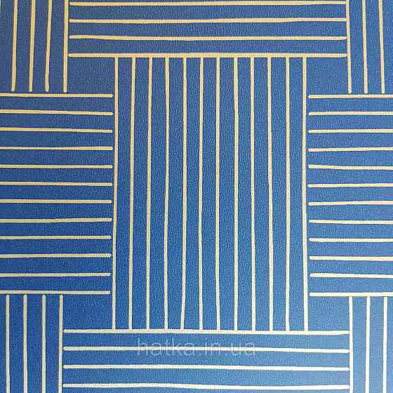 Шпалери вінілові на флізелін Caselio Mystery 0.53х10 м геометрія яскраві смуги золотисті на синьому Київ