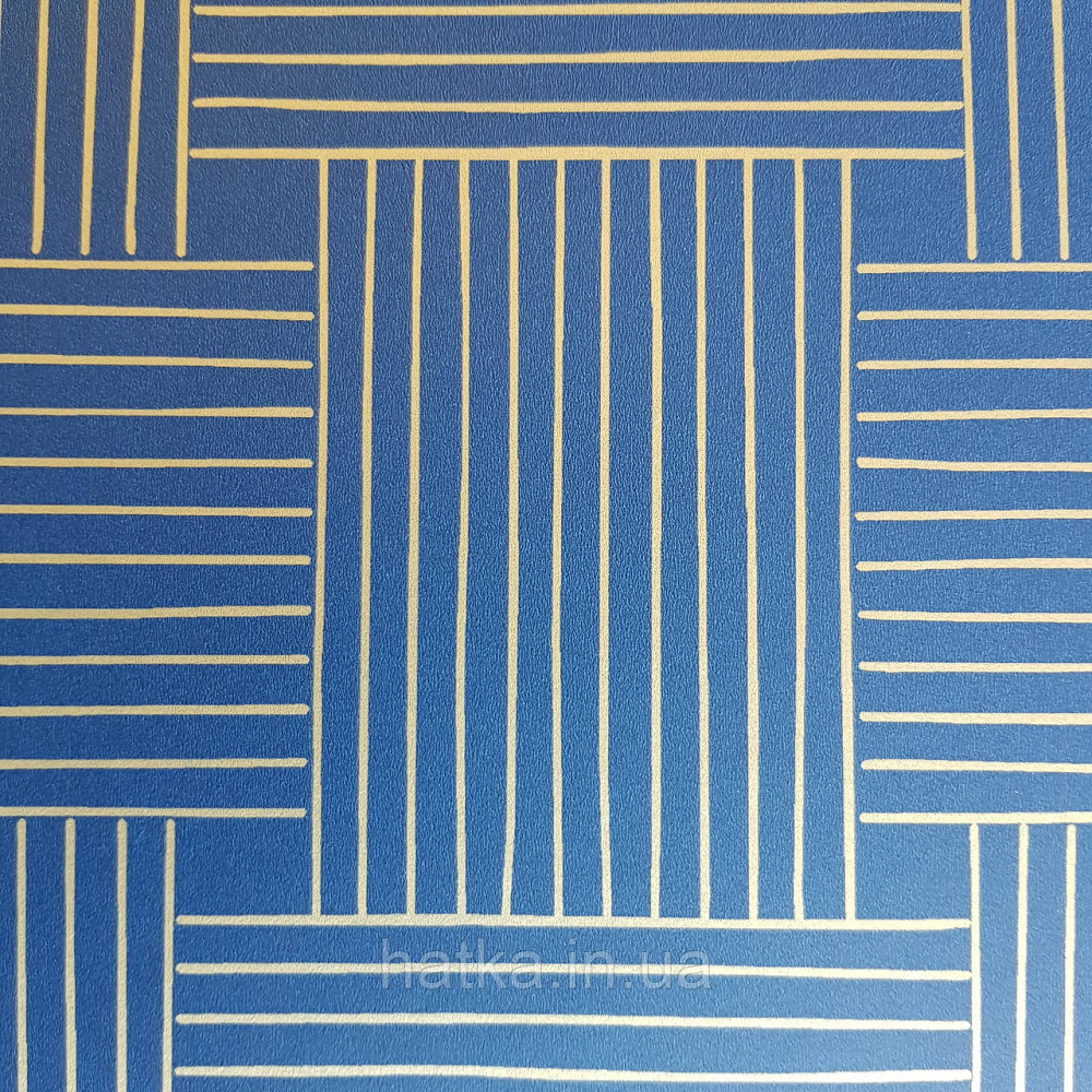 Шпалери вінілові на флізелін Caselio Mystery 0.53х10 м геометрія яскраві смуги золотисті на синьому Київ - фото 5