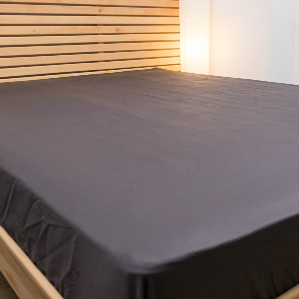 Простынь на резинке евро сатин 100% хлопок 200х200х25см 125г/м2 (Графит) Сумы - изображение 12