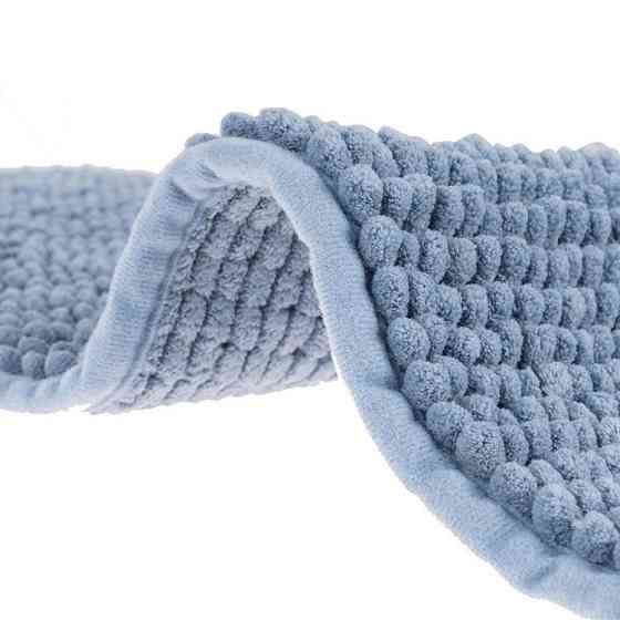 Коврик для ванны и душа из мягкого длинного ворса Bathlux 80*50 см нескользящий, прорезиненный Голубой Каменец-Подольский