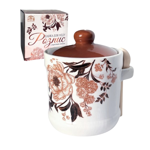 Ємність для меду Розпис 400мл з дерев'яною ложкою S&T 700-04-19 Житомир - изображение 2