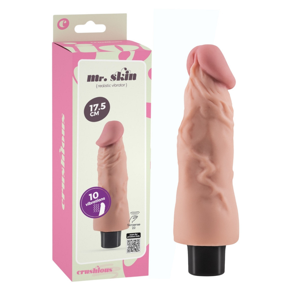 Вибратор реалистичный CRUSHIOUS Mr. Skin, 10 режимов, бежевый, 17,5 х 4 см Sex Aura Киев - изображение 1