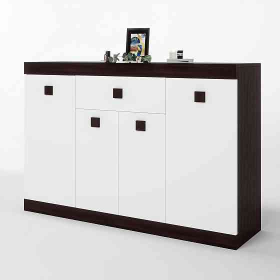 Большой комод Эверест с дверями и ящиком Соната-7 140х38х94 венге темный + белый (DTM-2018) Днепр